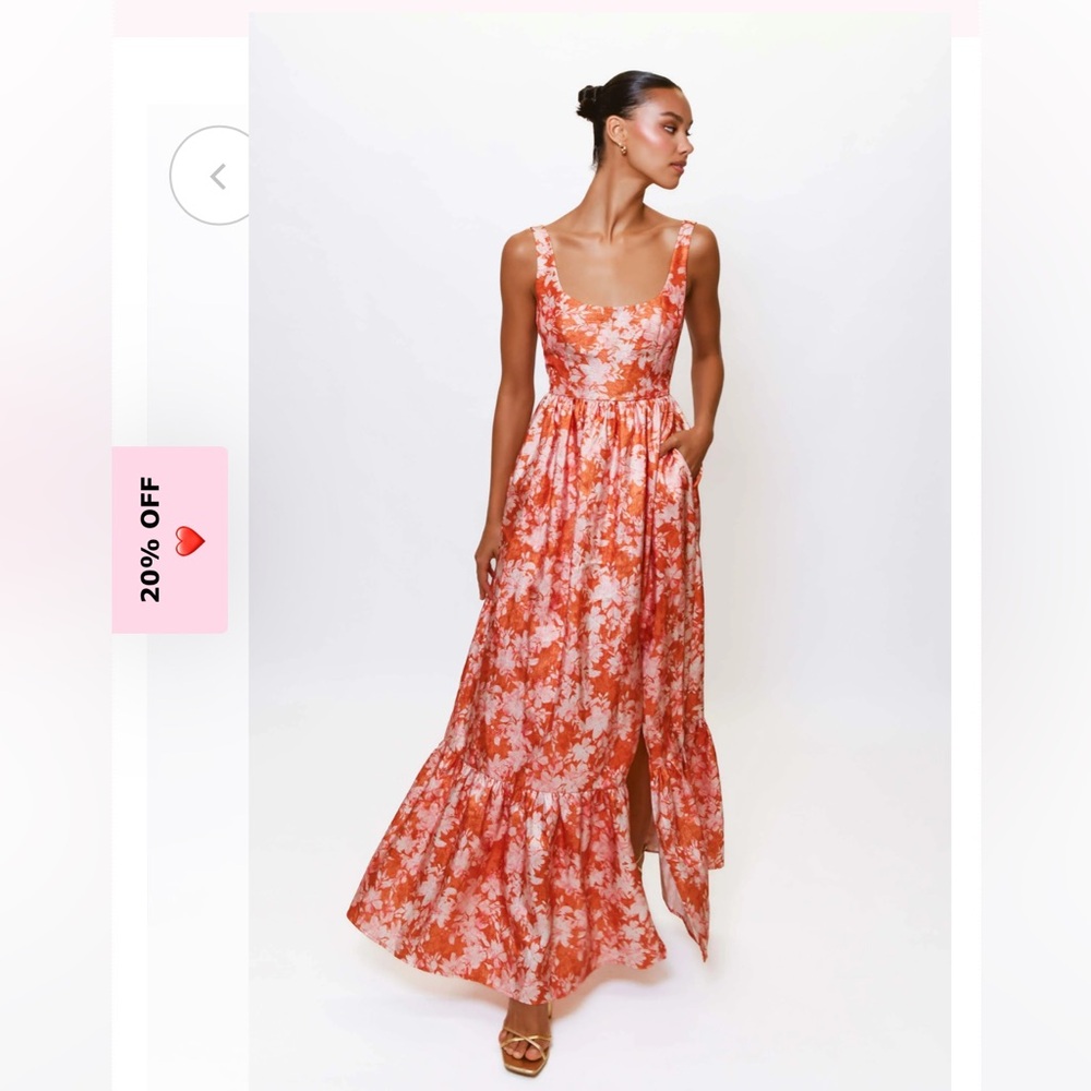 Hutch Floral Maxi Dress in Red and White